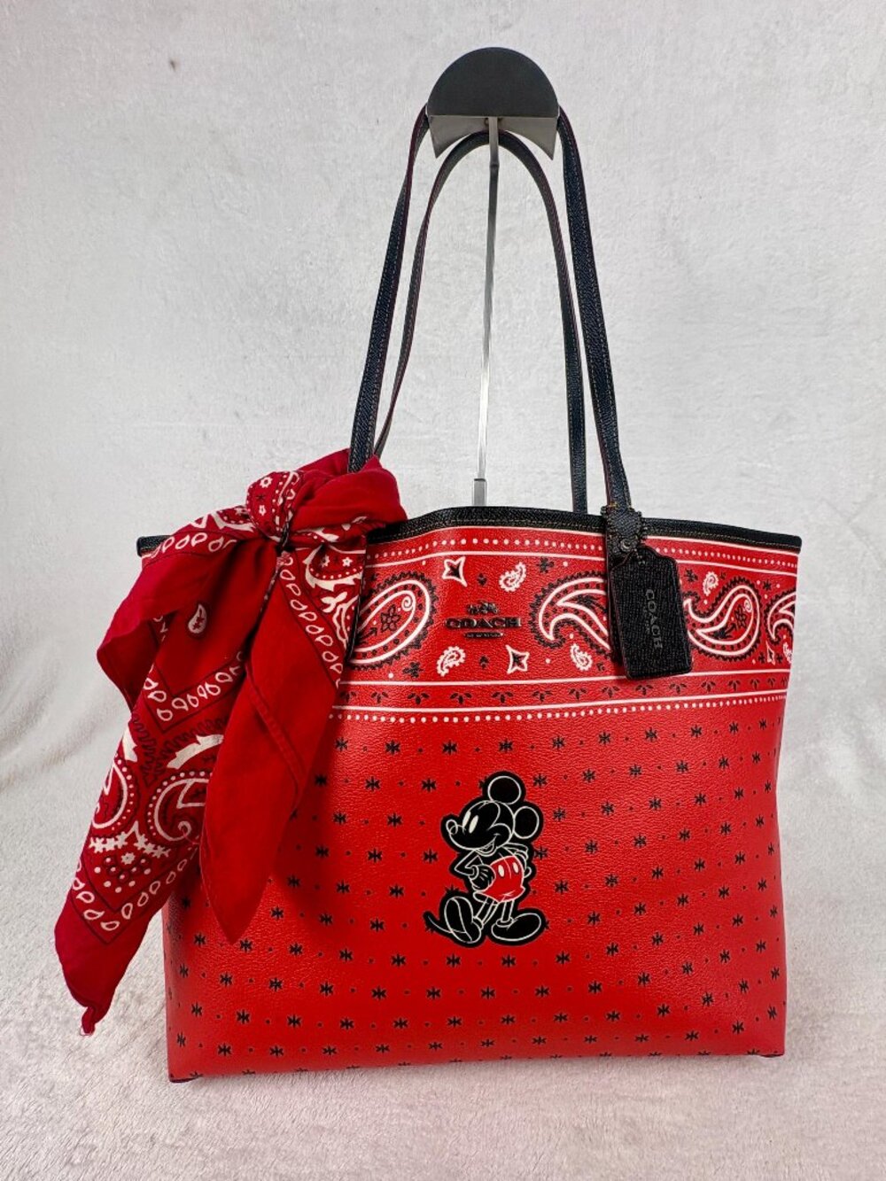 Disney X Coach Reversible Tote in Prairie Bandana Print with Mickey